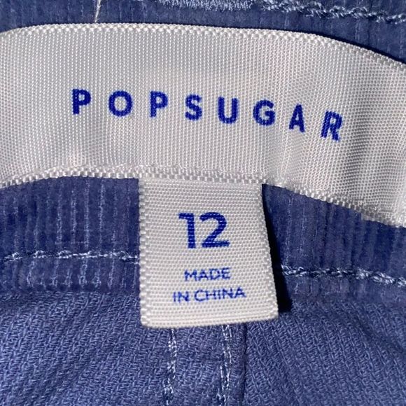 Popsugar Stone Wash Blue High-Waisted Kick Flare Flared Corduroy Pants Size 12 - Picture 14 of 14